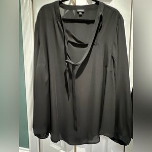 Torrid 3X, Black Blouse, tie-neck, nearly new, wear tucked or untucked